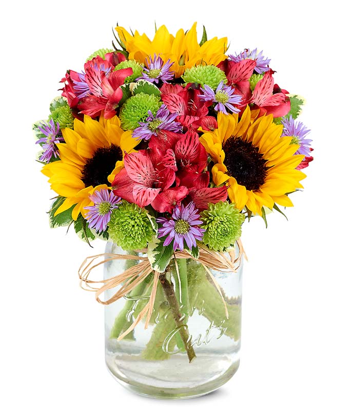 5 Mason Jars With Sunflowers/Artificial Flower Arrangement/Home Decor/Decoration 